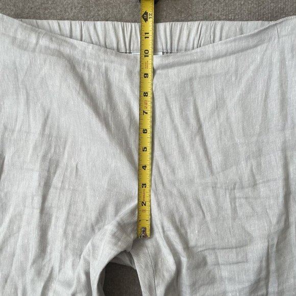 J Jill Pants Womens Medium Petite Light Grey Cropped Linen Stretch Button Detail - Picture 9 of 13